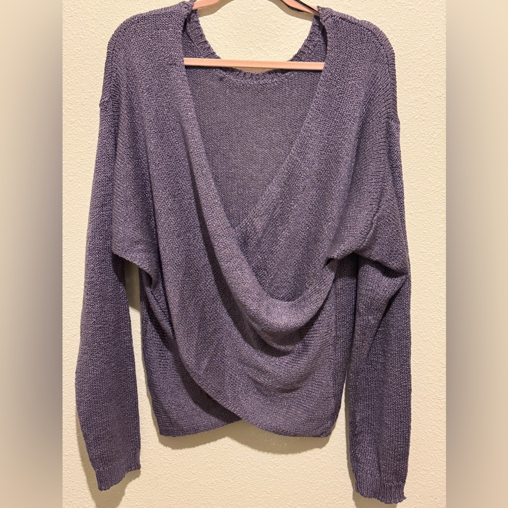 Forever 21 Lavender Purple Draped V-Neck Sweater